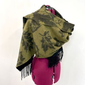 PASHMINA Green Leaf Print Pashmina Cover 17"x72" Scarves Wrap